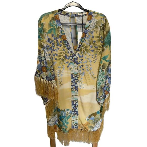 NWT Spell And The Gypsy Willow Tassel Dress Mini Floral Kimono Sleeve Size Med - Picture 5 of 16